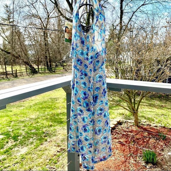 SACRED THREADS BOHO SYMMETRICALLY LAYERED FLORAL DRESS S/M NWT - Picture 10 of 13